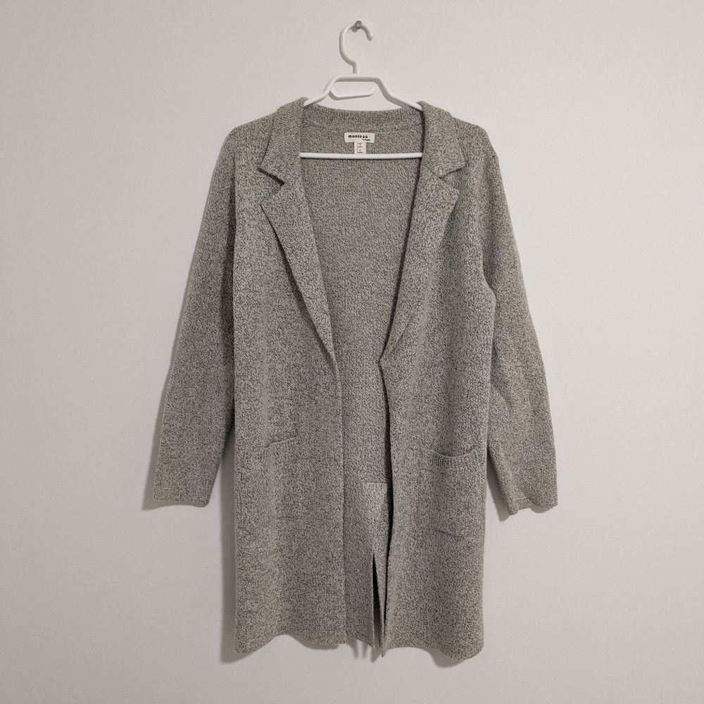 Monteau Grey Long Sweater With Pockets